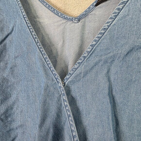 Womens Colleen Lopez Sleeveless Chambray Blue Denim Jumpsuit V-Neck Size 1X - Picture 5 of 10